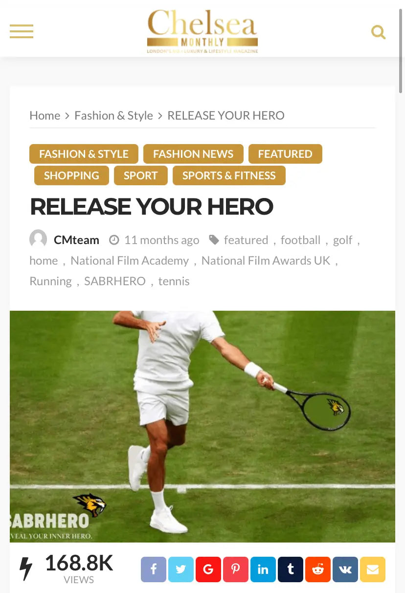 Chelsea Monthly - SABRHERO Article - luxury tennis gear - SABRHERO