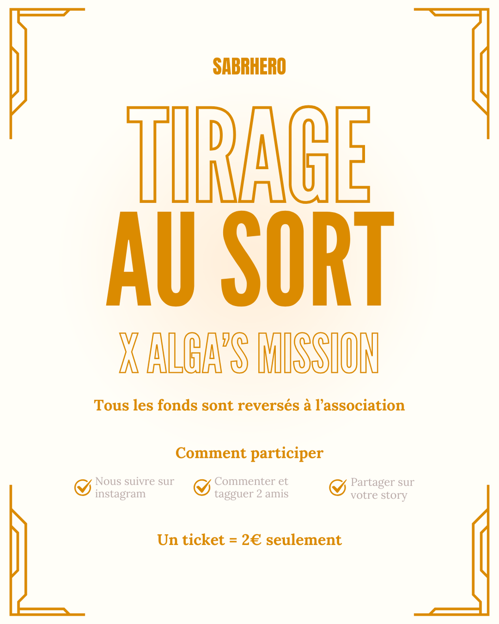 Tombola au profit d’Alga’s Mission SABRHERO