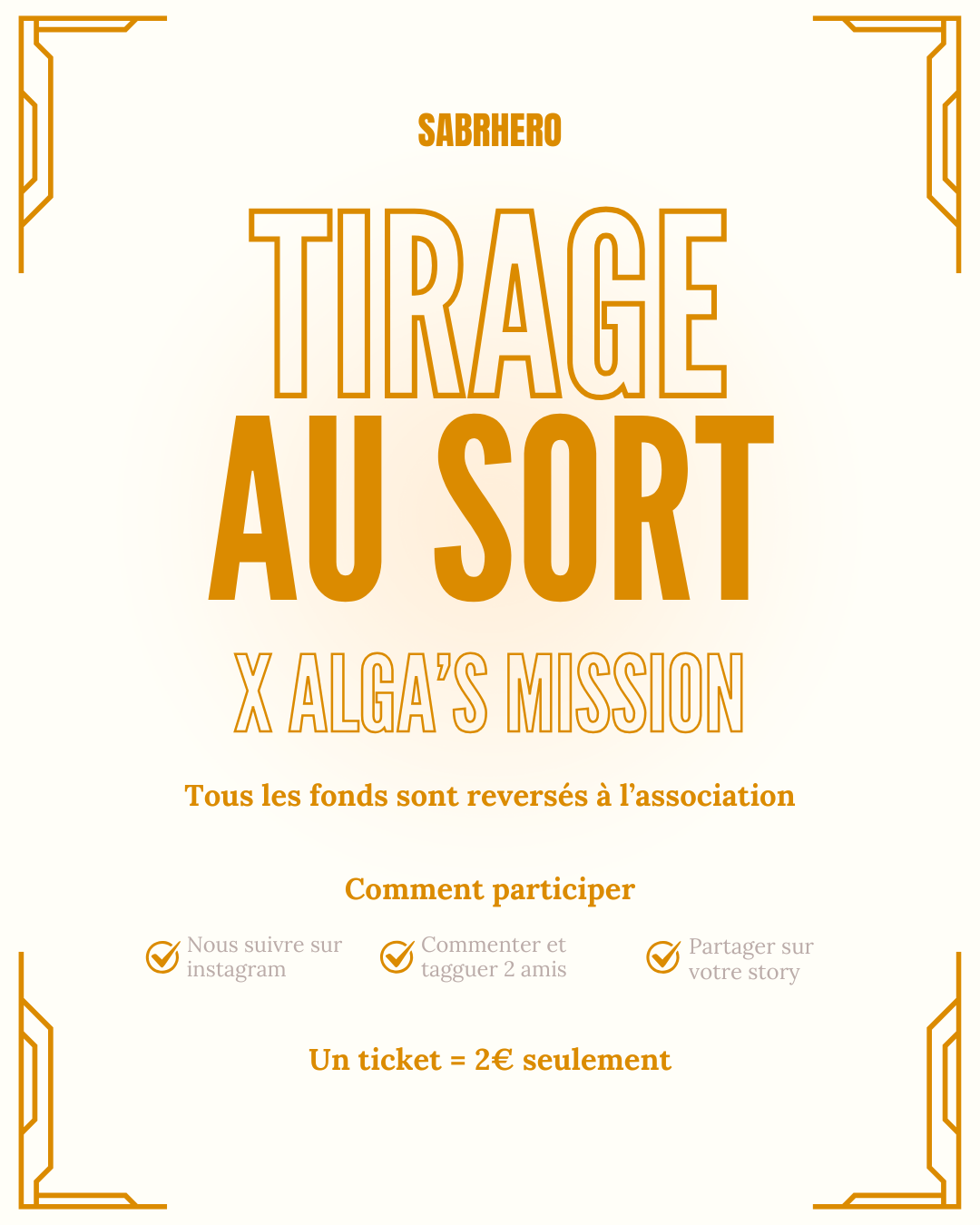 Tombola au profit d’Alga’s Mission SABRHERO