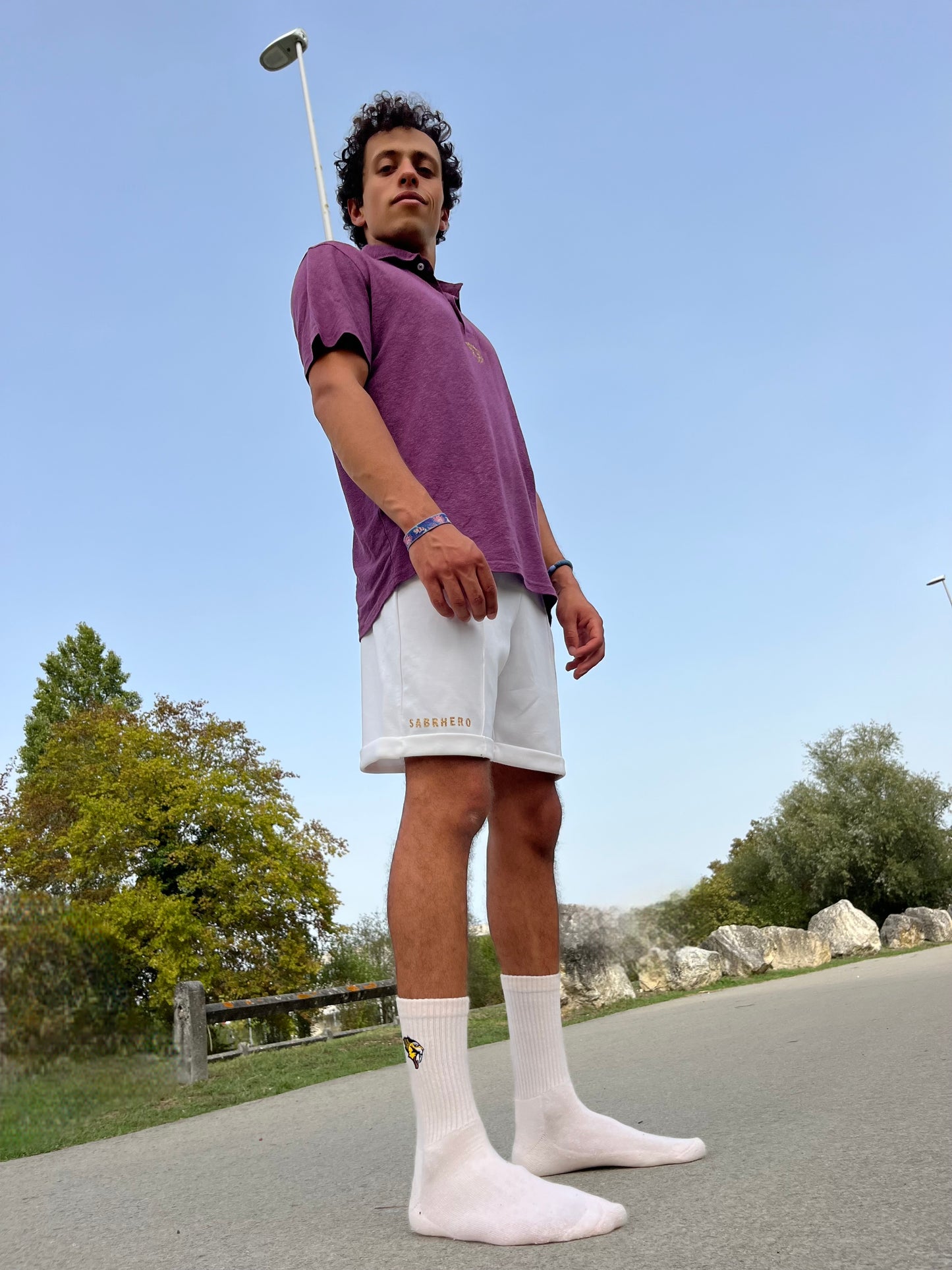 SABRHERO Purple Linen Polo Shirt - Luxury tennis apparel SABRHERO