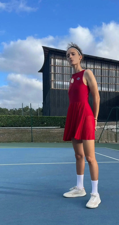 Red Beauty SABRHERO Dress-Luxury Tennis Apparel, Performance Gear Tennis Dresses and women’s apparel SABRHERO