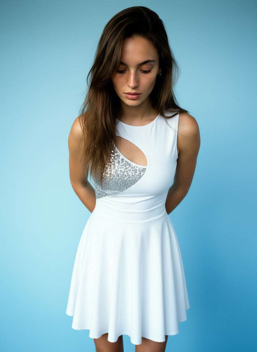 SABRHERO White Swan Luxury Performance Tennis Dress - Luxury Tennis Apparel 